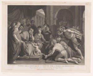 Pyrrhus gyermekként Glaucias királyhoz vitte védelemért Pyrrhus, amikor egy gyermek elhozta Glaucias illír királyát védelemért (cím a tárgyon) Anglia fő festményei (sorozat címe) A legtöbb nagybetűs festmény Angliában (sorozat c