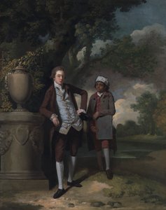 Portré egy férfiról és egy portfóliót hordozó kísérőről alkotó: John Hamilton Mortimer