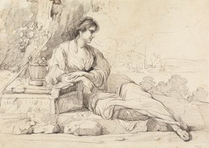Fekvő női alak olasz tájon alkotó: John Hamilton Mortimer