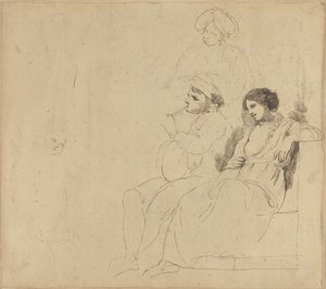 Tanulmány a "The Rustic Dancers" számára alkotó: John Hamilton Mortimer