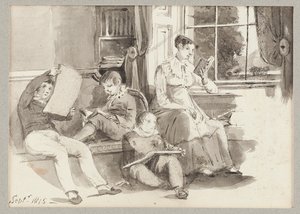 Jessy és három gyerek, 1815 (wc papíron) alkotó: John Harden