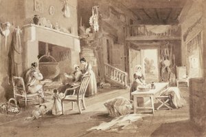 Konyha a Brathay Hallban (tinta papíron) alkotó: John Harden