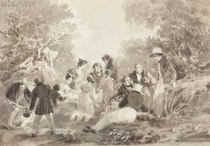Piknik a tó mellett, 1825 (wc papíron) alkotó: John Harden