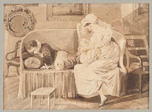 Három egy kanapén, 1805 (wc papíron) alkotó: John Harden