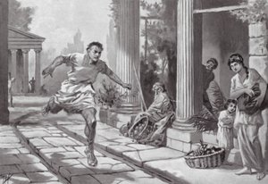 Megdöbbenés Athénban a szicíliai katasztrófa után (litográfia) alkotó: John Harris Valda