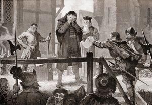 Griffenfeldt kegyelemdöfése az akasztófán, John Harris Valda festménye után, Hutchinson