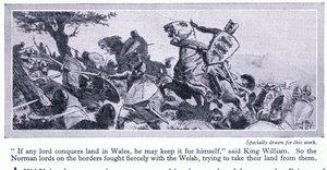 Ha valamelyik lord meghódít egy földet Walesben, megtarthatja magának – mondta Vilmos király, 1950 körül alkotó: John Harris Valda
