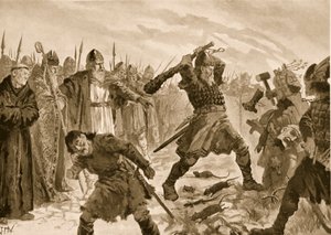 Olaf Szent király, aki megtöri Thor isten képmását, 1020