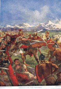 Marcellus párbaja Virdumarusszal, illusztráció a Hutchinson