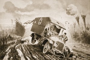 Adams közlegény a sebesültek segítségére ment egy motoros mentőautóval, amely tűz alatt befutott egy kagylólyukba alkotó: John Harris Valda