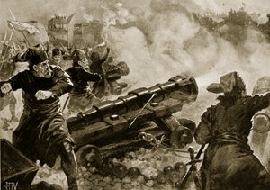 Konstantinápoly ostroma a törökök által, illusztráció a Hutchinson-féle nemzetek történetéből, 1915 körül alkotó: John Harris Valda