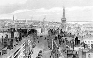 Liverpool a városházáról, délre nézve, John Rogers metszetében, 1830 körül alkotó: John Harwood