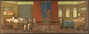 The Darling Family Nursery: Peter belép árnyékát keresve és Wendy Awakes, Illusztráció a „Pán Péter”-ből, 1906 körül