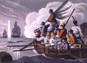 Lövés a szigonnyal egy bálnára, metszett Matthew Dubourg (fl.1785-1820), kiadó: Edward Orme