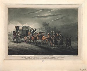 Bonaparte hintójának, papírjainak és kincseinek elfogása, Von Keller őrnagy, 1816 alkotó: John Heaviside Clark
