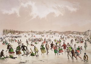 Jamaica Pond, West Roxbury, Mass., 1859 körül (színes litográfia)