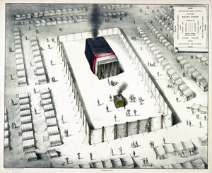 A sátor a pusztában és a tábor terve, megjelent 1850-ben (színes litográfia) alkotó: John Henry Camp