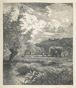 10. tábla Szénakazal a szekéren.  Természet képek. Harminc eredeti illusztrációból álló sorozat, amelyet J. H. Dell fára rajzolt, és R. Paterson metszett.  John Henry Dell