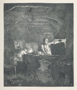 13. tábla. Egy kovács.  Természet képek. Harminc eredeti illusztrációból álló sorozat, amelyet J. H. Dell fára rajzolt, és R. Paterson metszett.  John Henry Dell