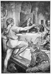 „Beowulf gőgösen válaszol Hunferthnek”, 1910. alkotó: John Henry Frederick Bacon