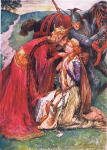 Guinevere királynő üdvözli Enidet, illusztráció Nora Chesson 
