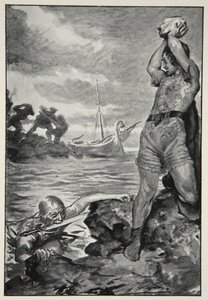 Thorbion felemelte a hatalmas követ, M.I. „A brit faj hőseinek mítoszai és legendái” című művéből. Ebbutt, 1910 alkotó: John Henry Frederick Bacon