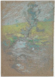 The Stream (pasztell és grafit ceruza papíron) alkotó: John Henry Twachtman