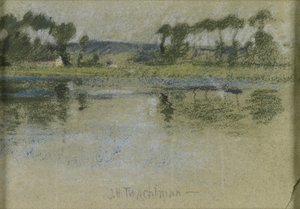 Fák a folyón túl alkotó: John Henry Twachtman