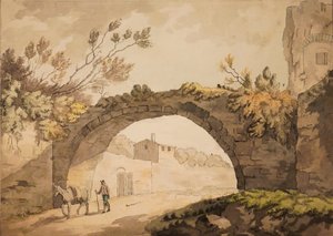 Egy boltív Olaszországban, 1798 körül (akvarell tollal és tintával papíron) alkotó: John Herman Merivale