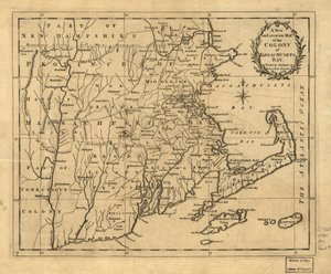 Az észak-amerikai Massachusets (azaz Massachusetts) öböl kolóniájának új és pontos térképe egy kései felmérés alapján. LOC 2001620337 alkotó: John Hinton