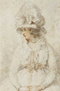 Hölgy portréja, 1780-as évek (fekete-piros kréta fehér színnel kiemelve, bivalyozott papíron) alkotó: John Hoppner