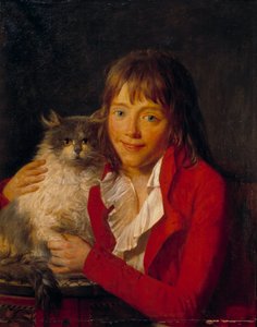 John Hoppner (1758-1810) A gyermek és macskája festménye, 19. századi Párizs, Musee d