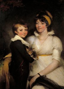 Fiatal nő és kisfiú macskát tartva John Hoppner festménye (1758-1810) alkotó: John Hoppner