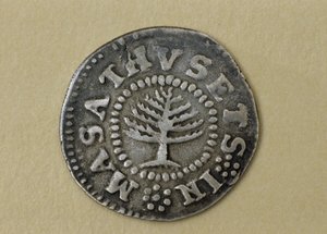 Fenyőfa shilling, 1667-1682 (ezüst) alkotó: John Hull