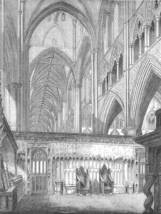 A Nave, Westminster Abbey, nyugatra nézve a St. Edwards-kápolnából, 1845