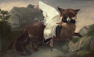 Róka és liba, 1835 körül (olaj, vászon) alkotó: John James Audubon