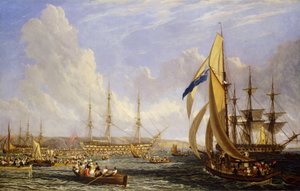 Tengeri jelenet Plymouth (Anglia) előtt, 1815 augusztusában. Olaj, vászon alkotó: John James Chalon