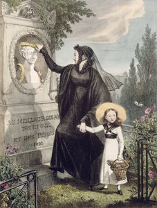The Cemetery of Pere Lachaise, nyomtatta Charles Joseph Hullmandel (1789-1850) pub. 1822 (színes metszet)