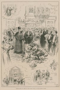 Gyümölcsök átadása a főpolgármesternek a Mansion House-ban alkotó: John Jellicoe