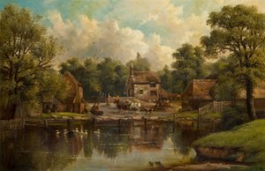 Farm in Wood Lane, Handsworth, 1850-1908. alkotó: John Joseph Hughes
