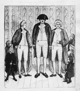 Három óriás egy csoport nézővel, 1784 alkotó: John Kay
