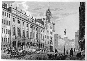 Kilátás a városházára, Exchange, Glasgow, vésette Joseph Swan, 1828
