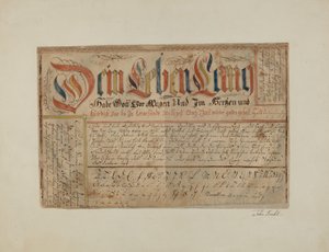 Fractur Illuminated Writing, c. 1937. alkotó: John Koehl
