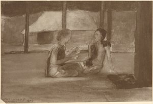 Lányok a szamoai kunyhóban alkotó: John La Farge
