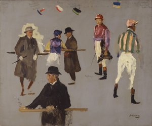 Zsokék és tulajdonosok az Epsomnál alkotó: John Lavery
