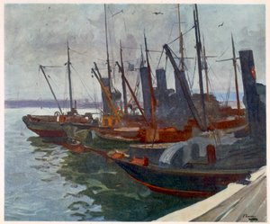 Aknakeresők a kikötőben, a brit művészektől a fronton, a nyugati front folytatása, 1918