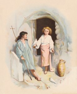 Krisztus és Szent János (színes litográfia) alkotó: John Lawson