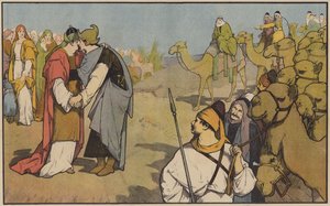 Ézsau üdvözli Jákóbot, hogy visszatérjen saját hazájába alkotó: John Lawson