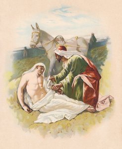 Az irgalmas szamaritánus (színes litográfia) alkotó: John Lawson