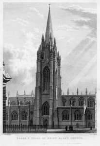 A Saint Marys templom tornya és tornya, Oxford, 1833.